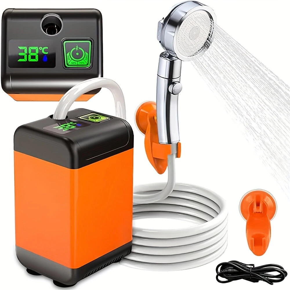 IPRee Outdoor Camping Shower Portable Electric Shower Pump IPX7 Waterproof 6000/7800mAh with Digital Display Temperature for Camping Travel Beach Dormitory (image for) IPRee Outdoor Camping Shower Portable Electric Shower Pump IPX7 Waterproof 6000/7800mAh with Digital Display Temperature for Camping Travel Beach Dormitory